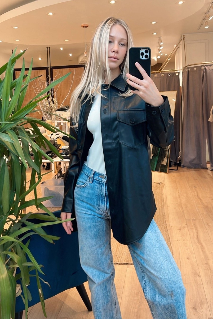 Clothing LANGsura | Sharlene Vegan Leather Shirt